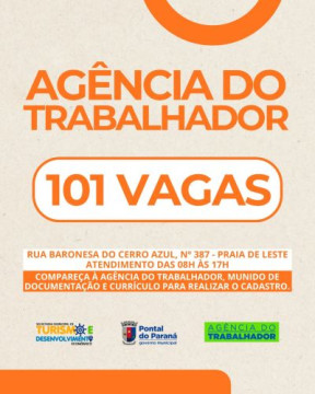 Confira às 101 vagas disponíveis na agência do trabalhador!